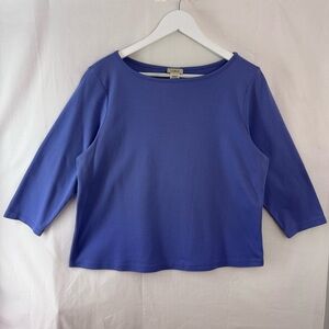 L.L. Bean Women's Light Purple 100% Supima Cotton Crewneck, 3/4 Sleeve (Size L)